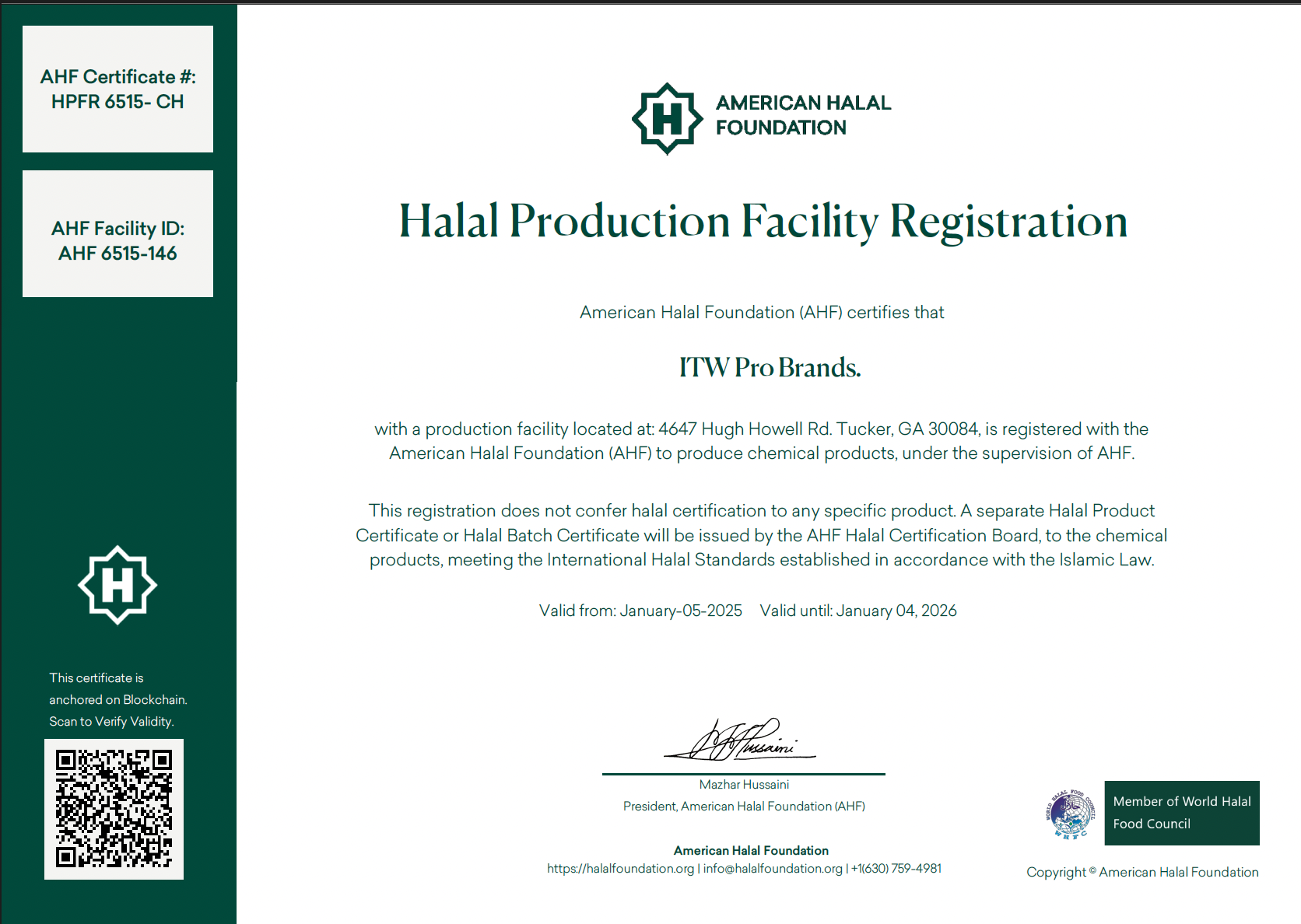 Halal Production Facility Registration